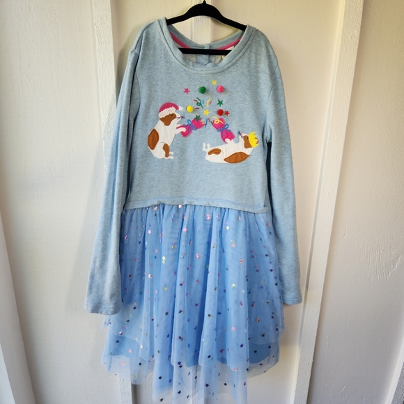 Mini Boden Guinea Pig Dress Tulle Sweatshirt Baby Blue Size 11/12 - Picture 1 of 11